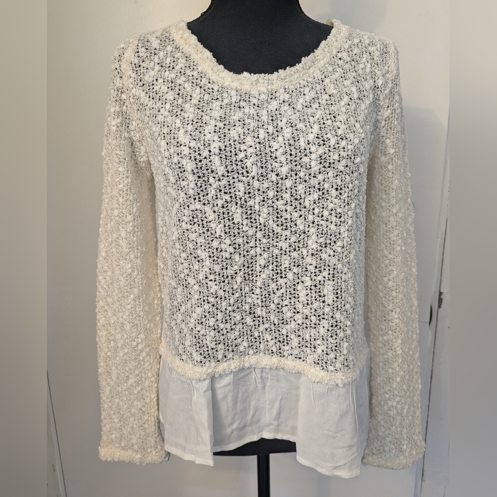 Wet Seal Women's Cream Textured Cottagecore Sweater Top Size Small